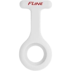 A white silicone nurse watch featuring a circular face and a logo at the top for branding.