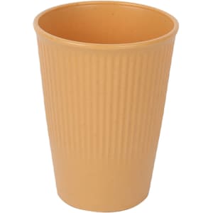 A 320ML wheat straw toothbrush cup in a light beige colour with a ribbed texture. It features a logo.