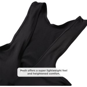 Black men's sublimated cycling bib tights featuring a mesh design for a lightweight feel and heightened comfort.