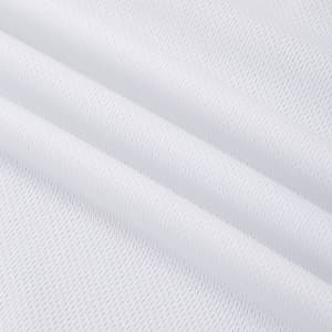 A close-up of white micro mesh fabric with a textured pattern, suitable for clothing.