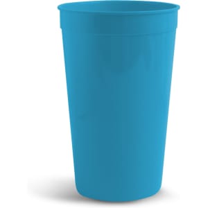 A blue 946ml plastic stadium cup with a smooth surface and no visible branding.