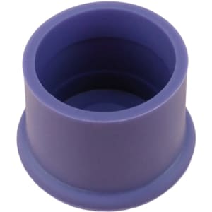 A silicone wine stopper in purple, featuring a rounded design and smooth surface. It has a branded logo on it.