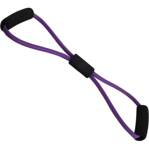 A purple Figure 8 resistance band with black handles. It features a central grip section.