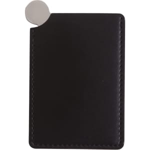 A black stainless steel portable mirror with a sleek, rectangular design and a rounded edge for easy handling.