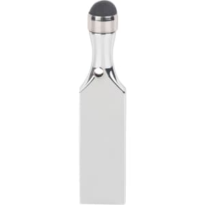 A silver touch pen USB flash drive featuring a rounded tip and a sleek design. It has a logo on the surface.