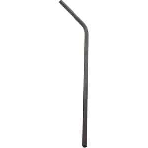 A stainless steel drinking straw with an angled design, featuring a sleek metallic finish and a logo.