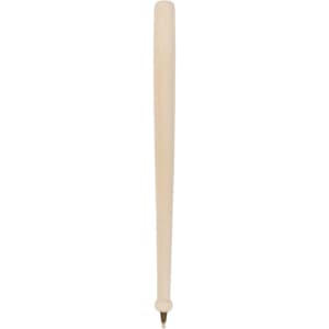 A wooden pen shaped like a baseball bat, featuring a smooth, pale wood finish and a gold ballpoint tip.