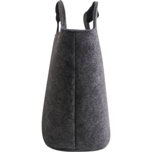 A felt material cooler bag in dark grey with two handles, featuring a simple and sleek design.
