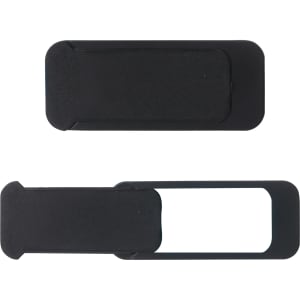 A black upgraded tablet webcam cover featuring a sliding design, with a simple and sleek appearance.