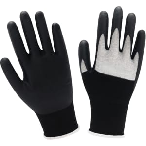 A pair of black touchscreen insulating gloves with a textured grip and cuffed wrists. The gloves feature a light-coloured palm area.