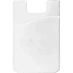 A white Smart Wallet with a smooth finish and a curved pocket design. It features a branding logo.