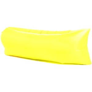 A bright yellow inflatable lazy bed, featuring a simple, sleek design with a smooth surface.