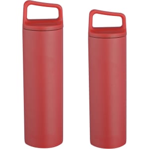 A drink bottle set featuring two red stainless steel vacuum thermal bottles with handles.