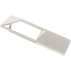 A portable metal flash drive in a sleek silver design, featuring a logo on its surface.