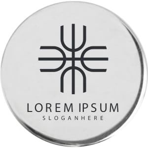 A silver 25mm golf ball marker featuring a circular design and a logo in the centre.