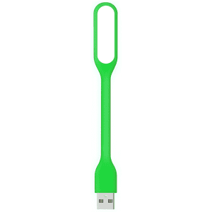 A green USB light with a flexible body designed for easy placement and use. It includes a USB connector.