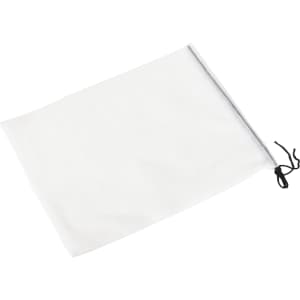 A white produce bag with a drawstring closure, featuring a simple design and smooth texture.