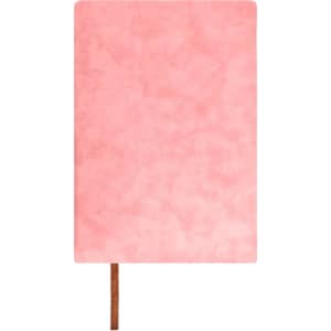 A pink PU leather notebook with a wooden spine, featuring a smooth texture and a minimalist design.