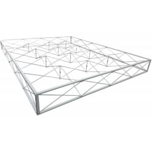 A white curved display wall frame with a geometric design, suitable for exhibitions and events.