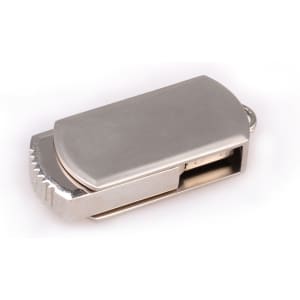 A silver Pamal Flash Drive with a sleek, metallic design and a rounded edge. It features a brand logo.