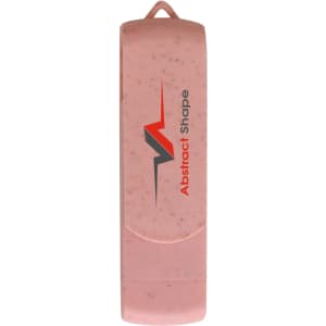 A pink wheat straw Type C flash drive with a logo, featuring a compact and portable design.