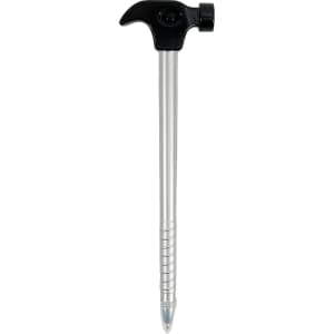 A hammer-shaped ballpoint pen featuring a black top and a silver barrel. It has a logo on the surface.