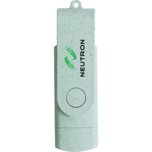 A double-end eco-friendly Type C flash drive in light grey with a branding logo.