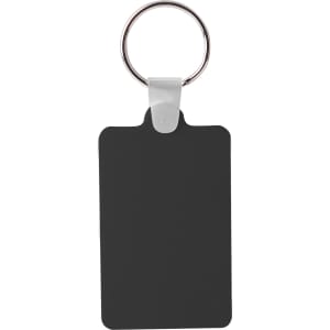 A rectangular black Durasoft keyring with a silver metal attachment. It has a simple, sleek design.