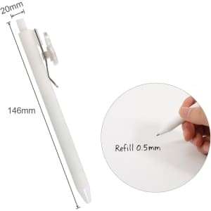 A custom acrylic pen with a white body and a clip, featuring a 0.5mm refill tip.