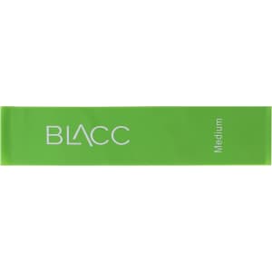 A green Latex Fitness Resistance Band with a logo and the label "Medium" printed on it.