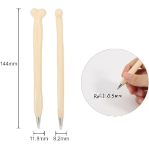 A bone-shaped pen in soft beige colour, featuring a 0.5mm refill with a smooth writing tip.