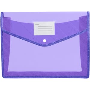 A purple envelope expanding document folder with a folder flap and an index label area, featuring a logo.