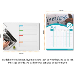 A magnetic calendar planner with a white background, featuring colourful tabs and a layout for weekly planning.