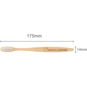 A large bamboo toothbrush, 175mm in length, featuring a light brown colour and a textured head for brushing.
