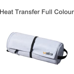 A grey multifunctional toiletry travel bag, cylindrical in shape, with a strap and a logo.