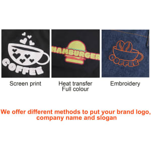 Promotional graphics featuring a coffee cup, a hamburger, and a bowl, each showcasing different printing techniques.