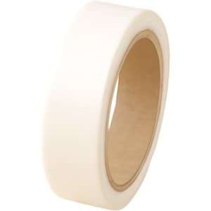 A roll of washi tape in a creamy white colour, featuring a cardboard core. The product includes a logo.