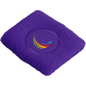 A purple Terry Sport Wristband featuring a circular design with a logo in the centre.