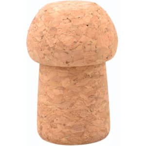 A champagne cork-shaped flash drive in natural cork colour with a smooth texture and rounded top.