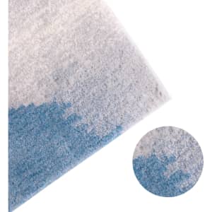 Acrylic fibre logo mat featuring a gradient design in shades of grey and blue. Includes a close-up texture detail.