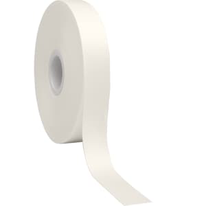 A roll of white cotton ribbon with a smooth finish, featuring a central spool.