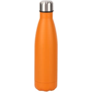 A drink bottle in vibrant orange, featuring a stainless steel lid and a sleek double wall design.