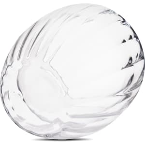 A drink bottle with a spiral double wall design, featuring a transparent glass construction. It has a round, sleek shape.