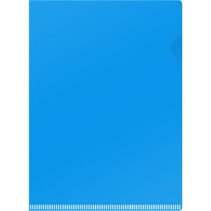A4 L-shaped open folder in bright blue with a rounded edge and a slot for holding documents.