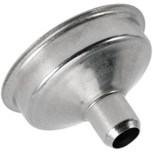 A stainless steel mini funnel with a shiny, metallic finish and a narrow spout, featuring a simple design.