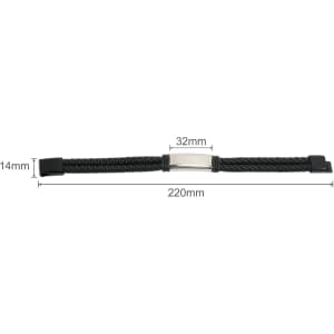 A double-row braided leather bracelet in black with a silver-coloured clasp, featuring a sleek design.