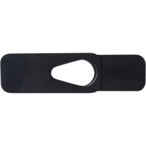 A black smart webcam cover with an oval cutout, designed to protect privacy while using a webcam.