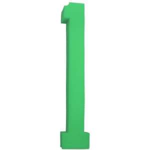 A green foam number one with a smooth texture, featuring a simple design and a solid base.