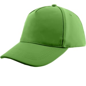 A green PU leather baseball cap with a structured design and a curved brim, featuring a logo on the front.