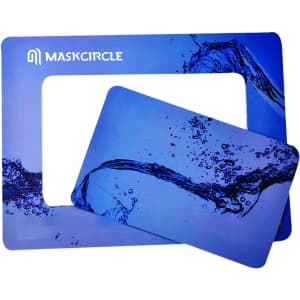 Custom shaped fridge magnets in blue, featuring a design with water splashes. Includes a logo.